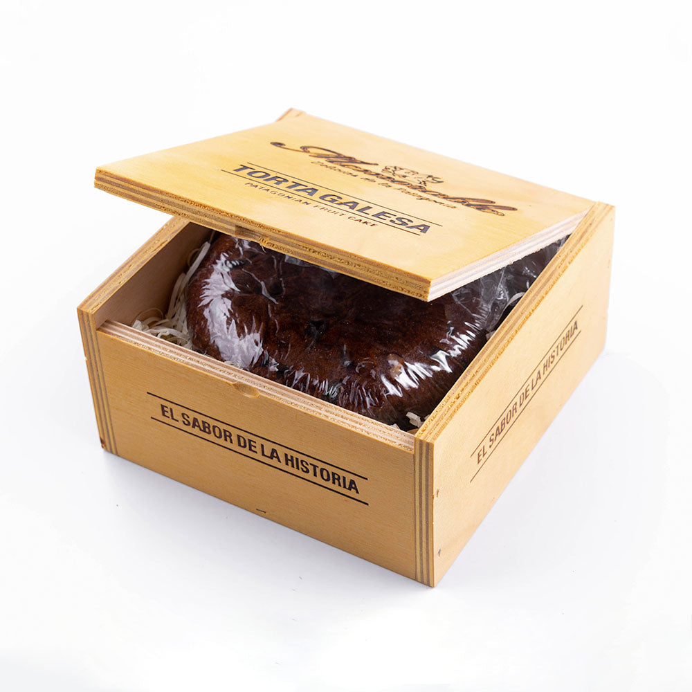 Torta Galesa - 500 gramos en Caja de Madera Cuadrada