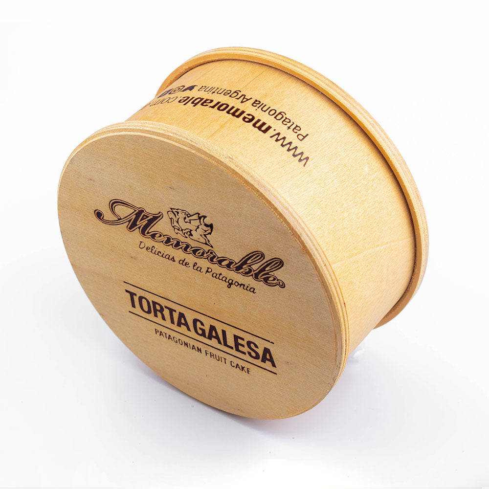 Torta Galesa - 500 gramos en Caja de Madera Redonda