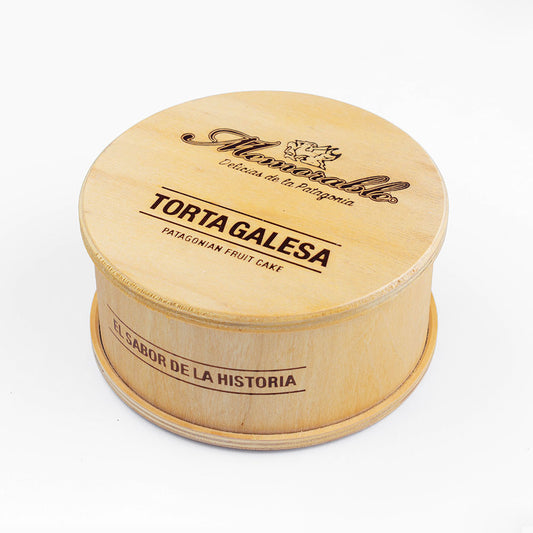 Torta Galesa - 500 gramos en Caja de Madera Redonda